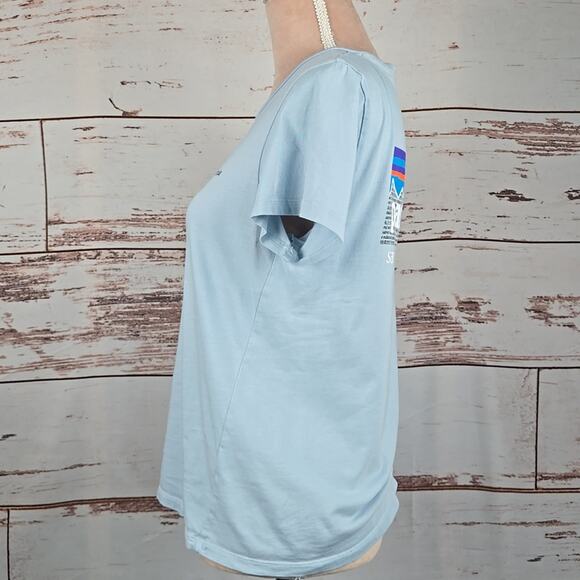Patagonia Women's Graphic Tee Light Blue 100% Organic Cotton Size Small - Picture 2 of 6
